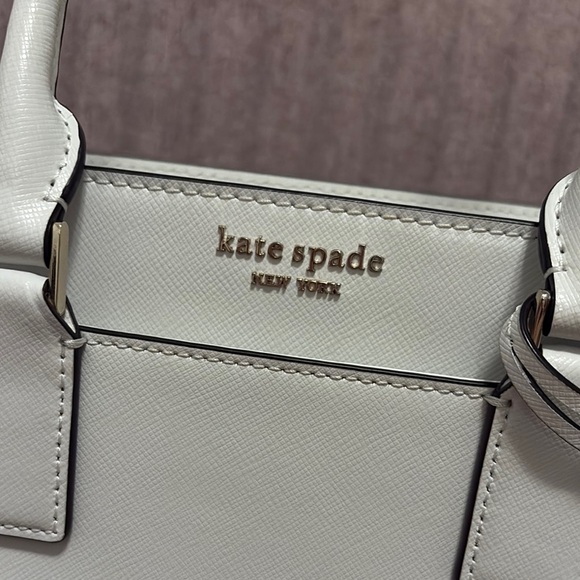 NWOT Kate Spade White Leather Satchel with Elegant Design - Picture 10 of 12